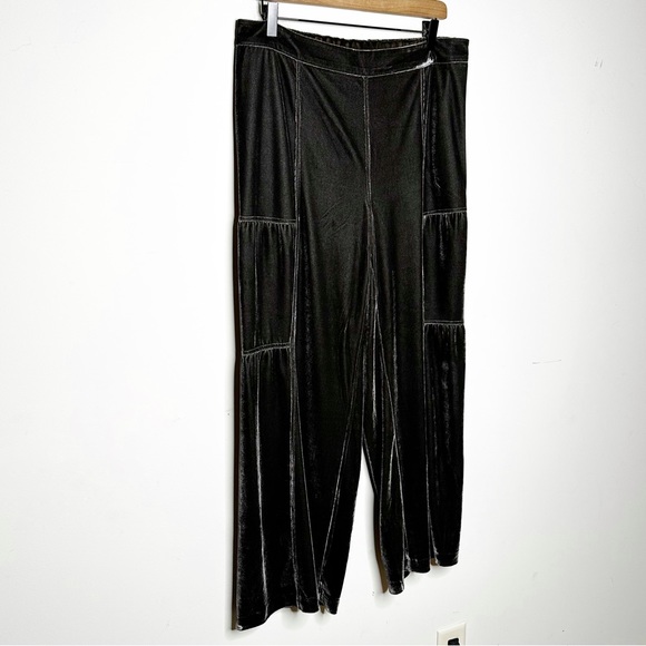 Soft Surroundings Veletta Velvet Wide Leg Pants Lagenlook Gray Brown Medium - Picture 4 of 15